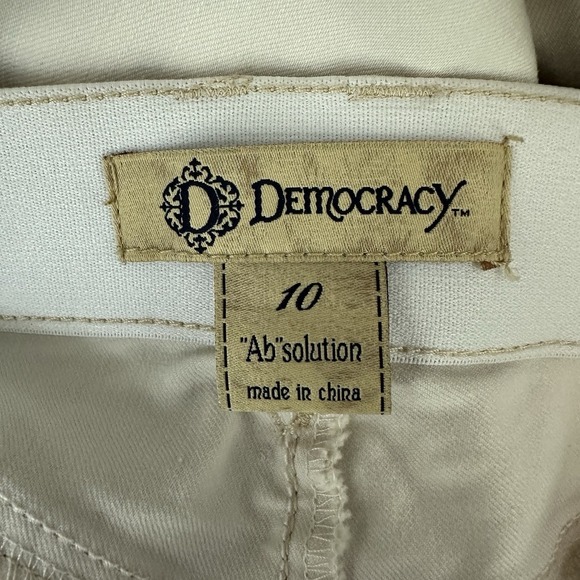 Democracy Ab Technology Denim Jeans Womens 10 Khaki Cream Slim Straight Denim - Picture 2 of 8